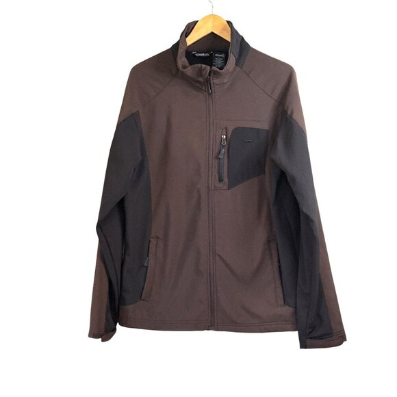 Minus Zero Men's Soft Shell Zip Front Jacket Brown Black Size L - Picture 1 of 5